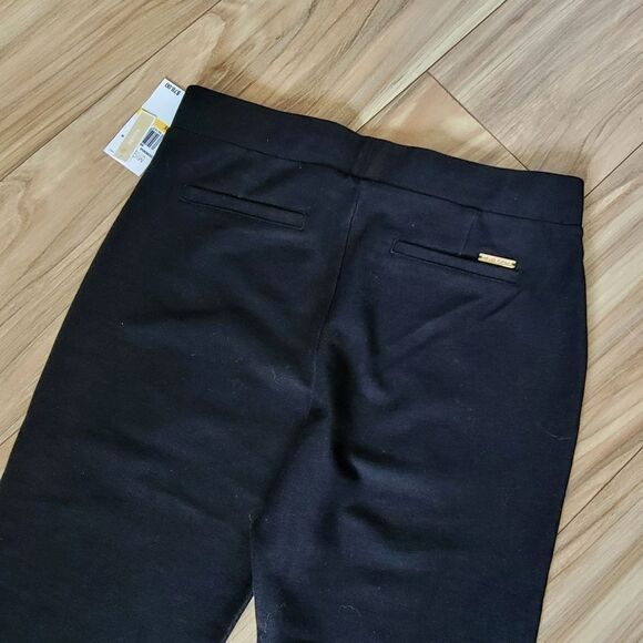 🆕️ Michael Kors Pull On Petite Slit Ankle Cropped High Waist Dress Pants Black - Picture 8 of 11
